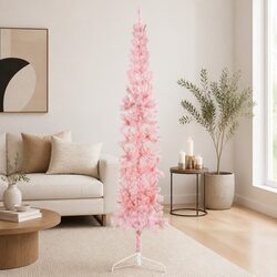 Exceptional Slim Half Christmas Tree with Stand Pink 240cm