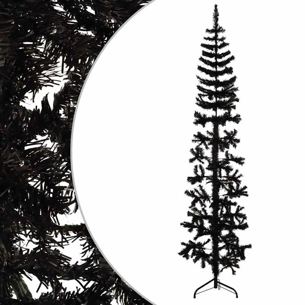 Slim Black Artificial Half Christmas Tree 180cm