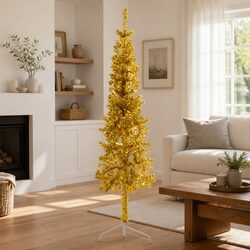 High-Quality Slim Artificial Half Christmas Tree 150cm Gold