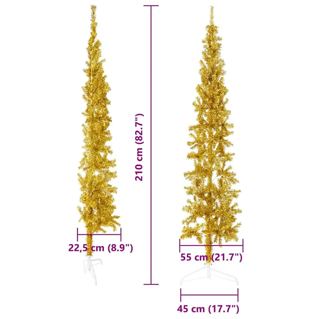 Half Christmas Tree PVC 210cm Gold