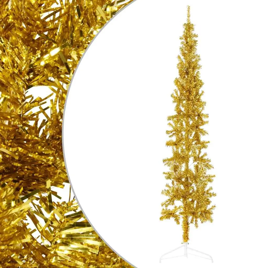 Slim Half Christmas Tree with Stand 240cm Gold