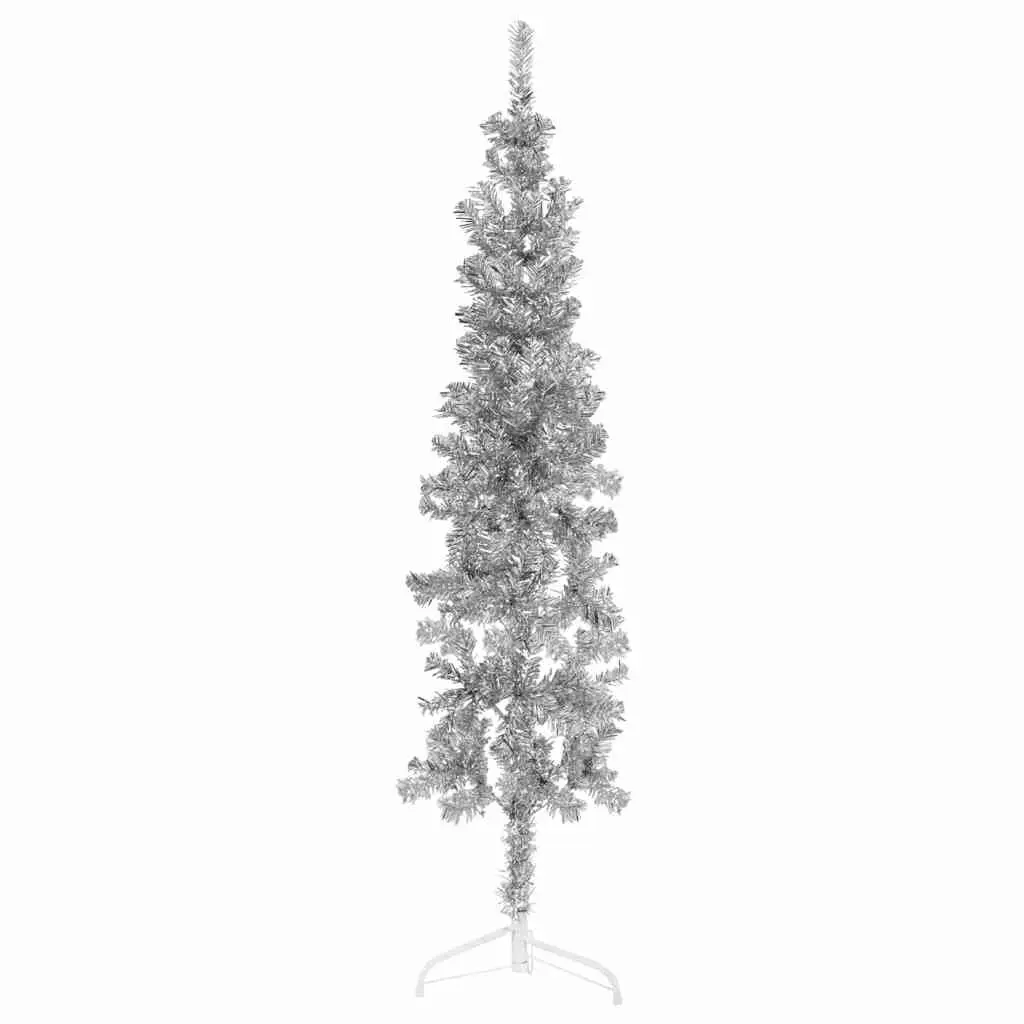 Slim Artificial Half Christmas Tree 180 cm Silver