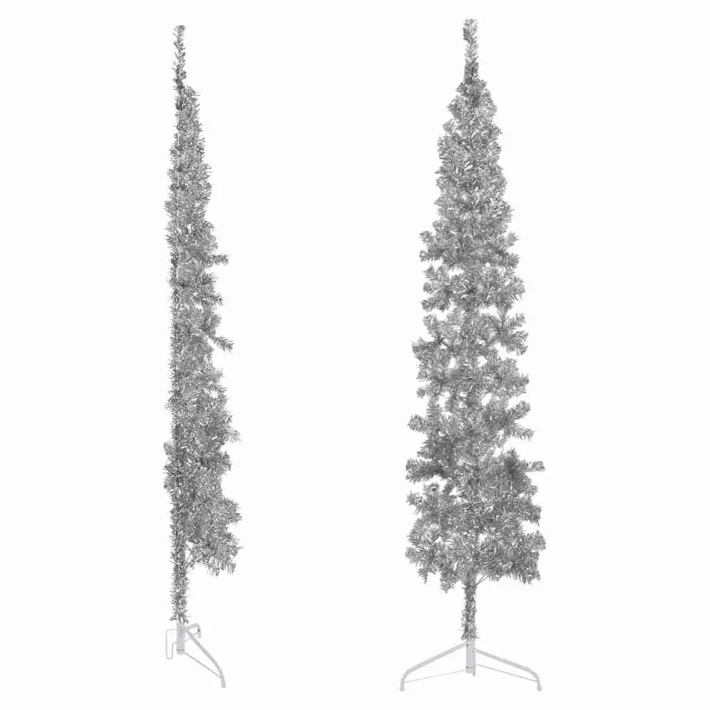 Silver Half Christmas Tree 210cm with Stand