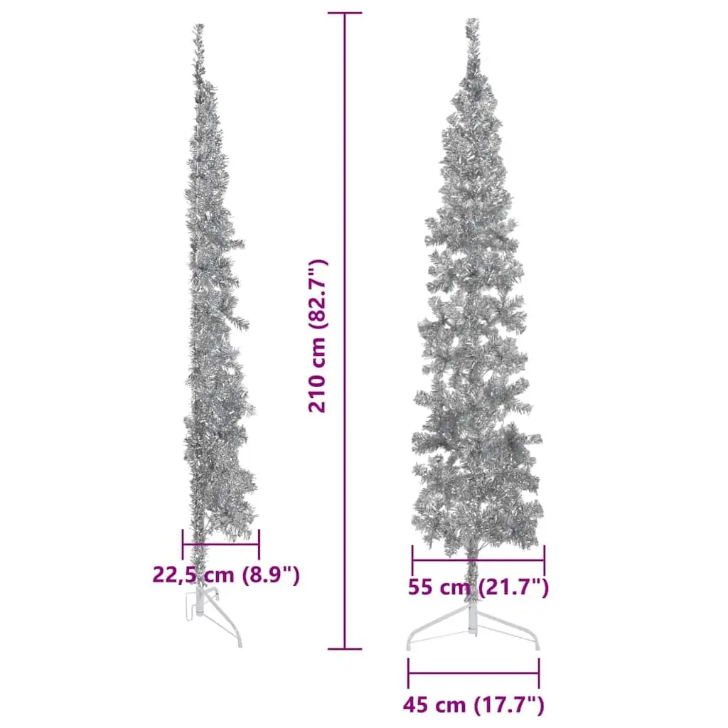 Silver Half Christmas Tree 210cm with Stand