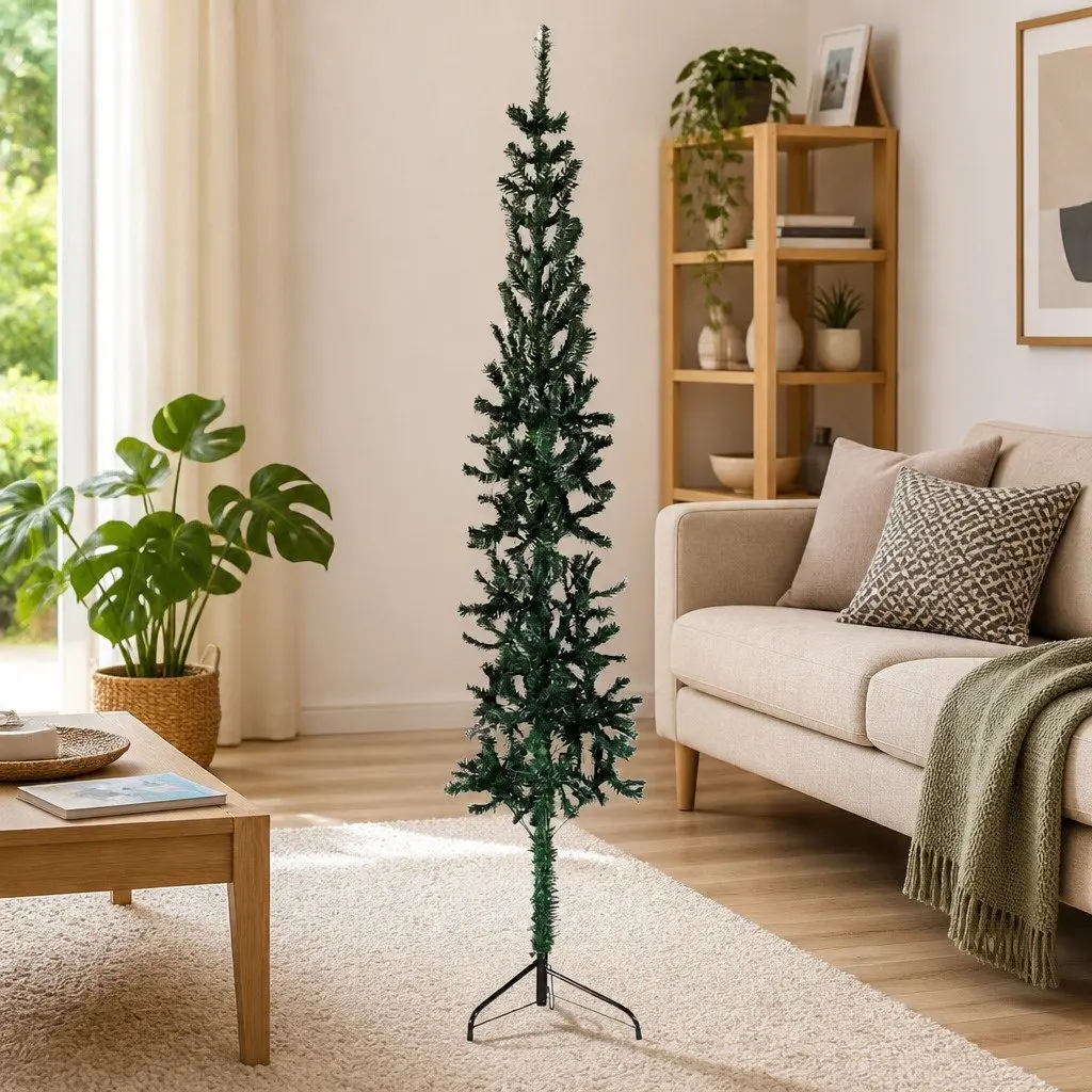 Green Half Christmas Tree with Stand 210cm