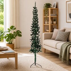 Sturdy Green Half Christmas Tree with Stand 210cm