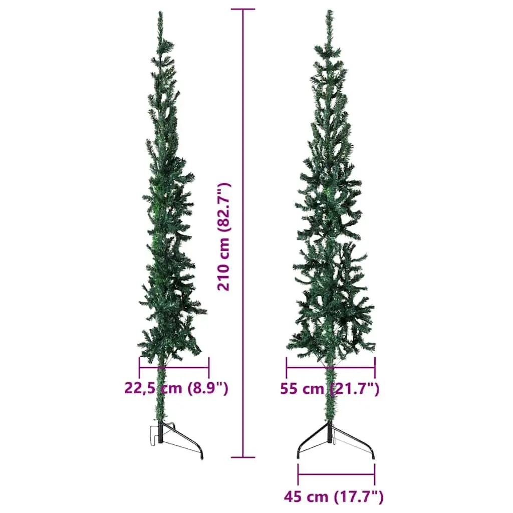 Green Half Christmas Tree with Stand 210cm