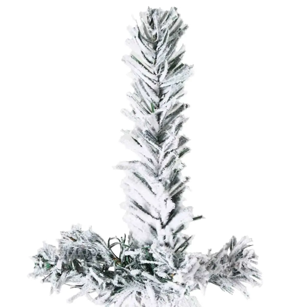 Slim Artificial Half Christmas Tree Flocked Snow 210cm Green Wall-Mounted Xmas