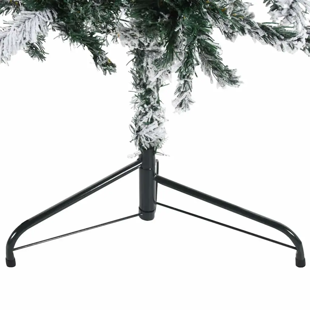 Slim Artificial Half Christmas Tree Flocked Snow 210cm Green Wall-Mounted Xmas