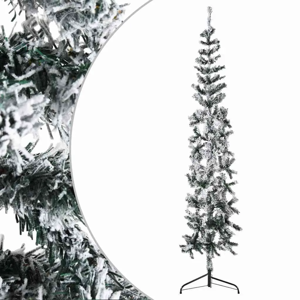 Half Christmas Tree PVC 240cm Flocked Snow Green