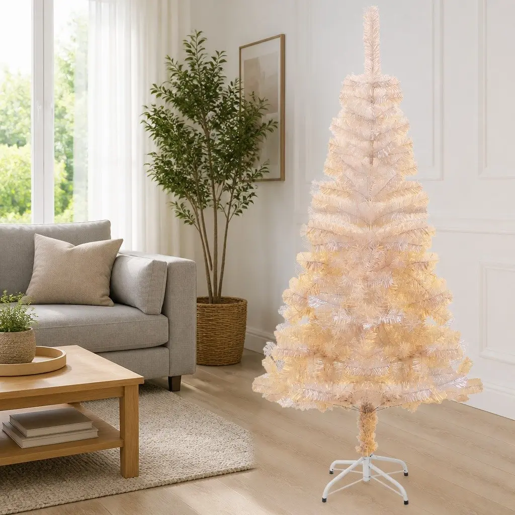 150cm White Artificial Christmas Tree with Iridescent Tips