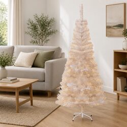 210cm White Artificial Christmas Tree with Iridescent Tips