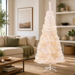 240cm Artificial Christmas Tree with Iridescent White Tips