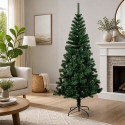 210cm Green Artificial Christmas Tree with Iridescent Tips