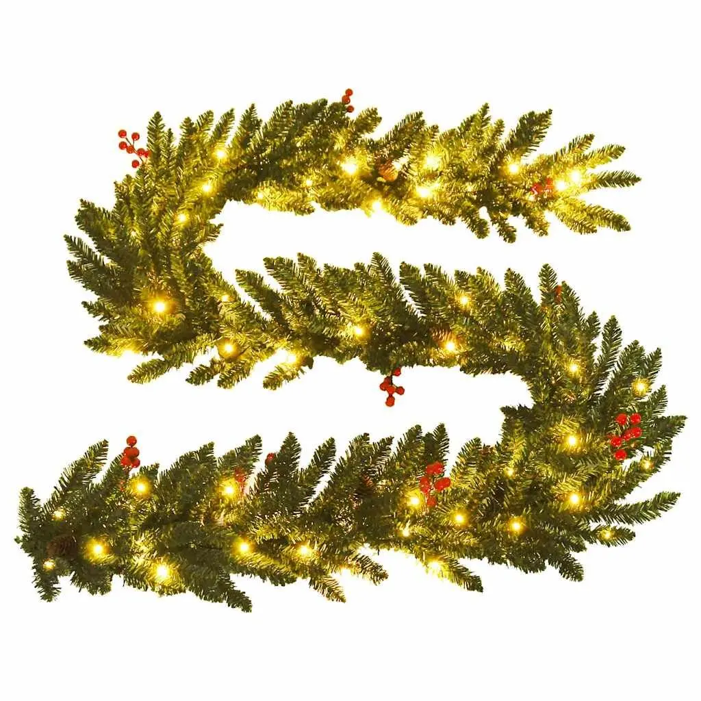 2-Piece Artificial Christmas Tree Set with LED Lights