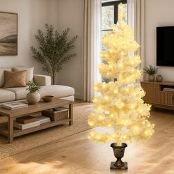 120cm White Pre-lit Christmas Tree with LED Effects