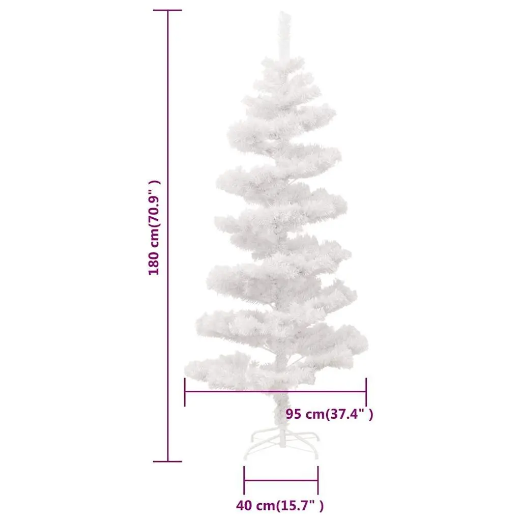 Artificial Christmas Tree 180cm PVC White Swirl Pre-lit with LED Lights and Stand