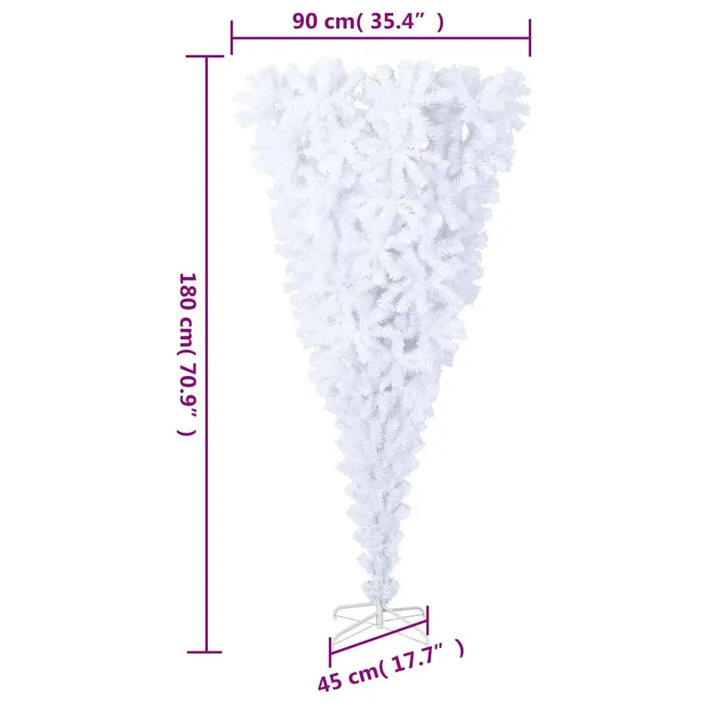 White 180cm Upside-Down Artificial Christmas Tree with Stand