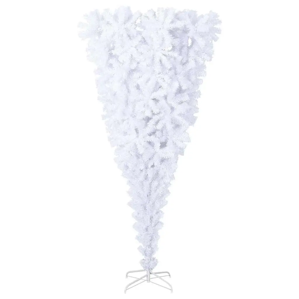 Upside-Down Artificial Christmas Tree with Stand White 240cm Holiday Decoration