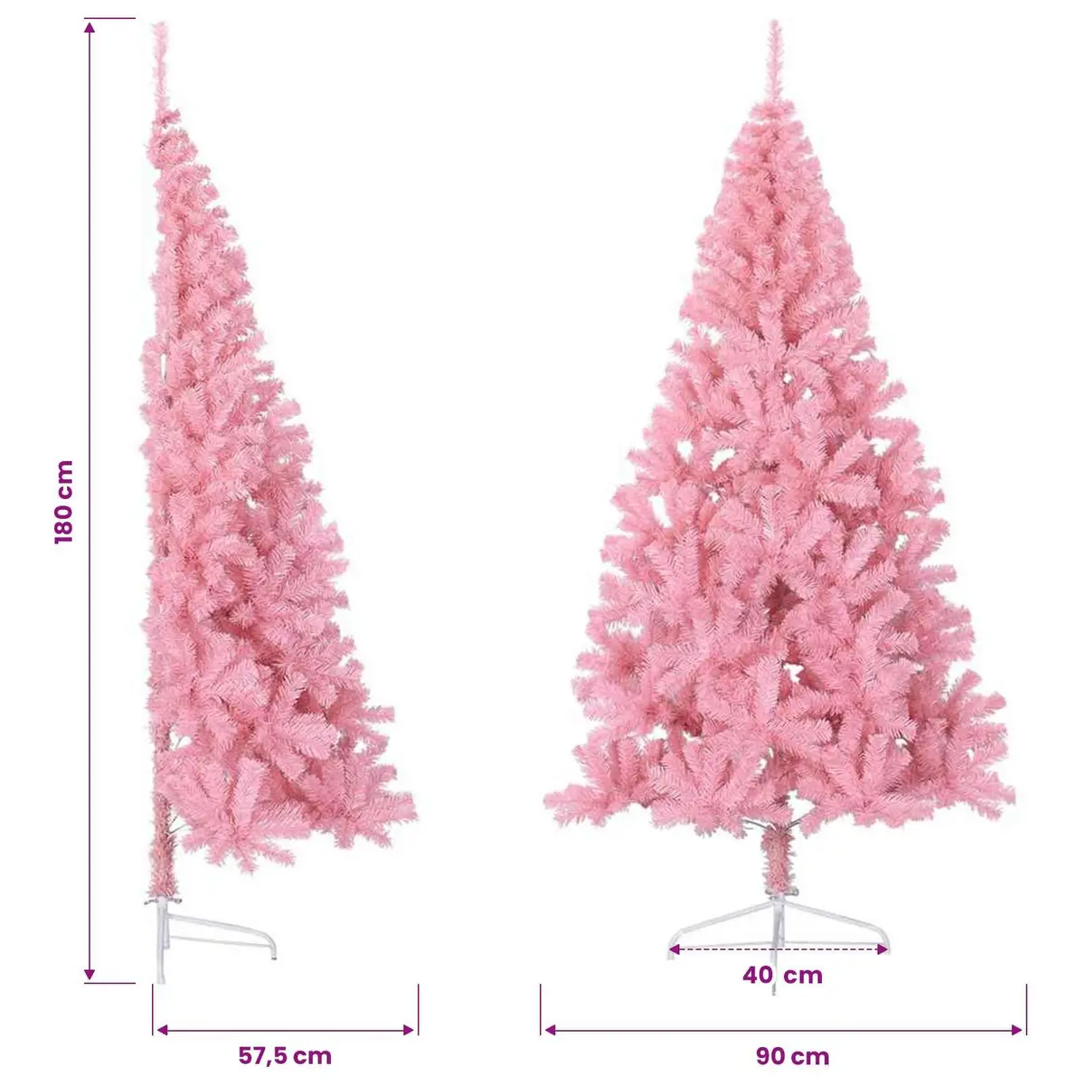 Half Christmas Tree PVC 180cm Pink