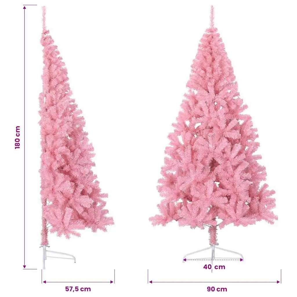 Half Christmas Tree PVC 180cm Pink