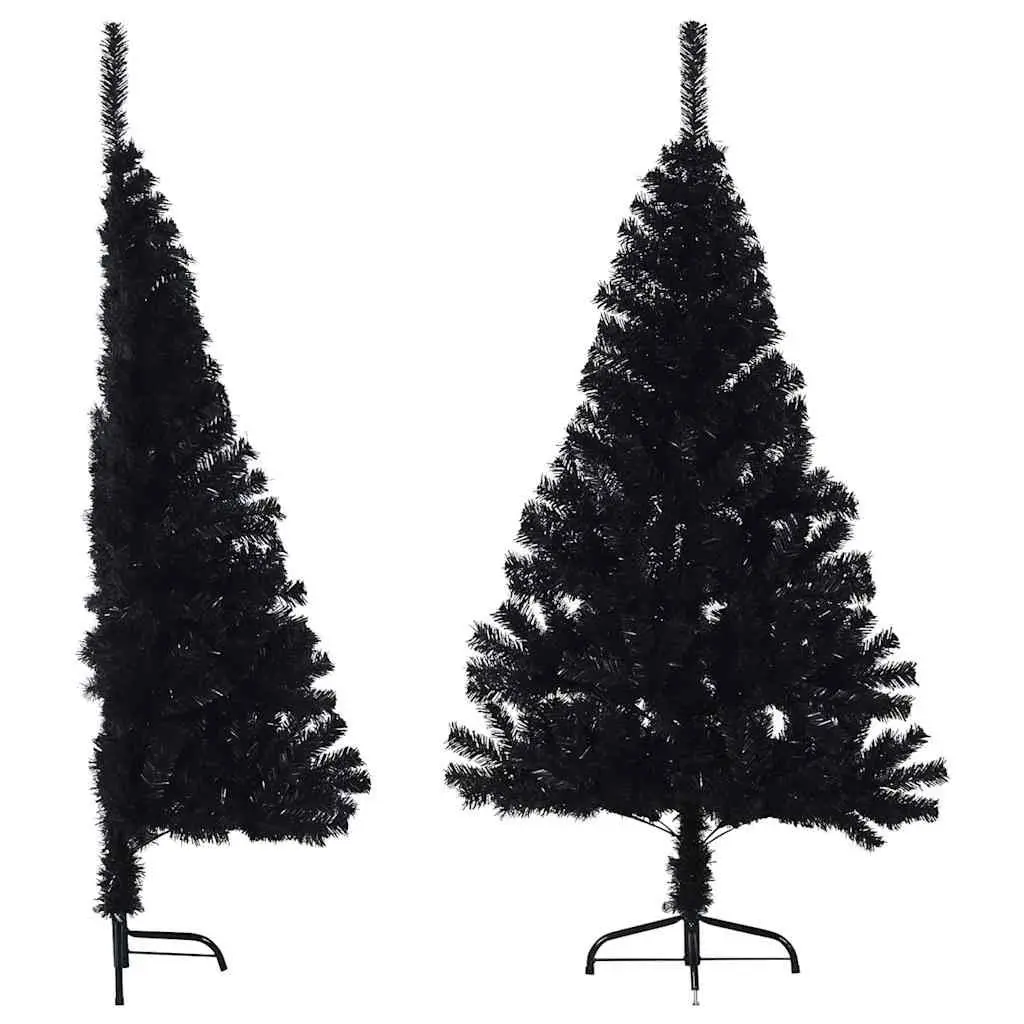 120cm Black Half Christmas Tree with Stand for Wall Mounting