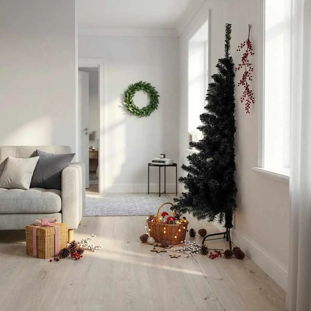 Artificial Half Christmas Tree PVC 180cm Black