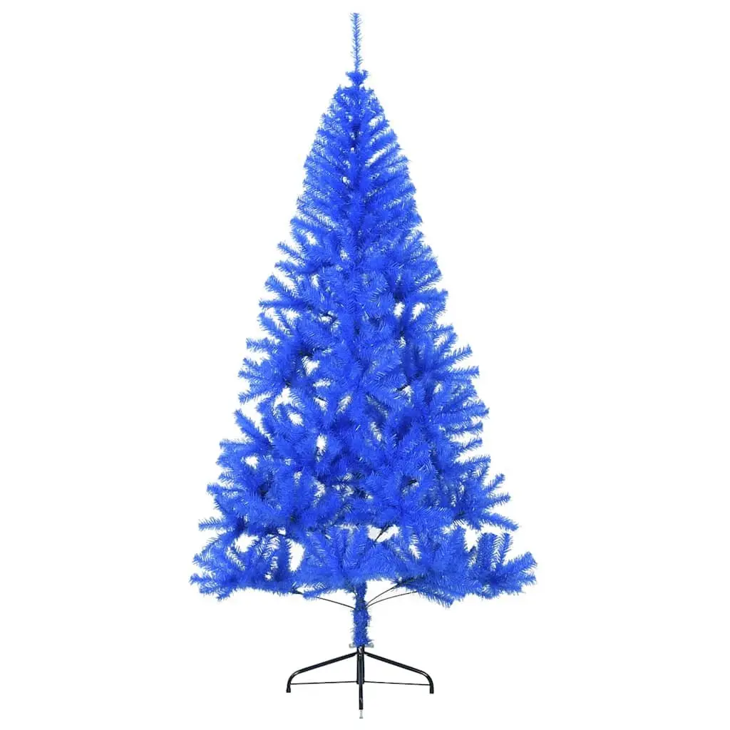 Blue Artificial Half Christmas Tree with Steel Stand 210 cm