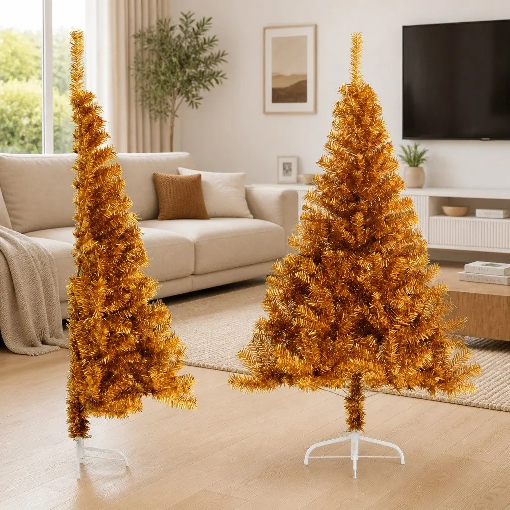 Half Christmas Tree PET 180cm Gold