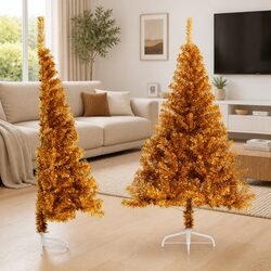Gold 180cm Half Christmas Tree with Stand for Festive Decor