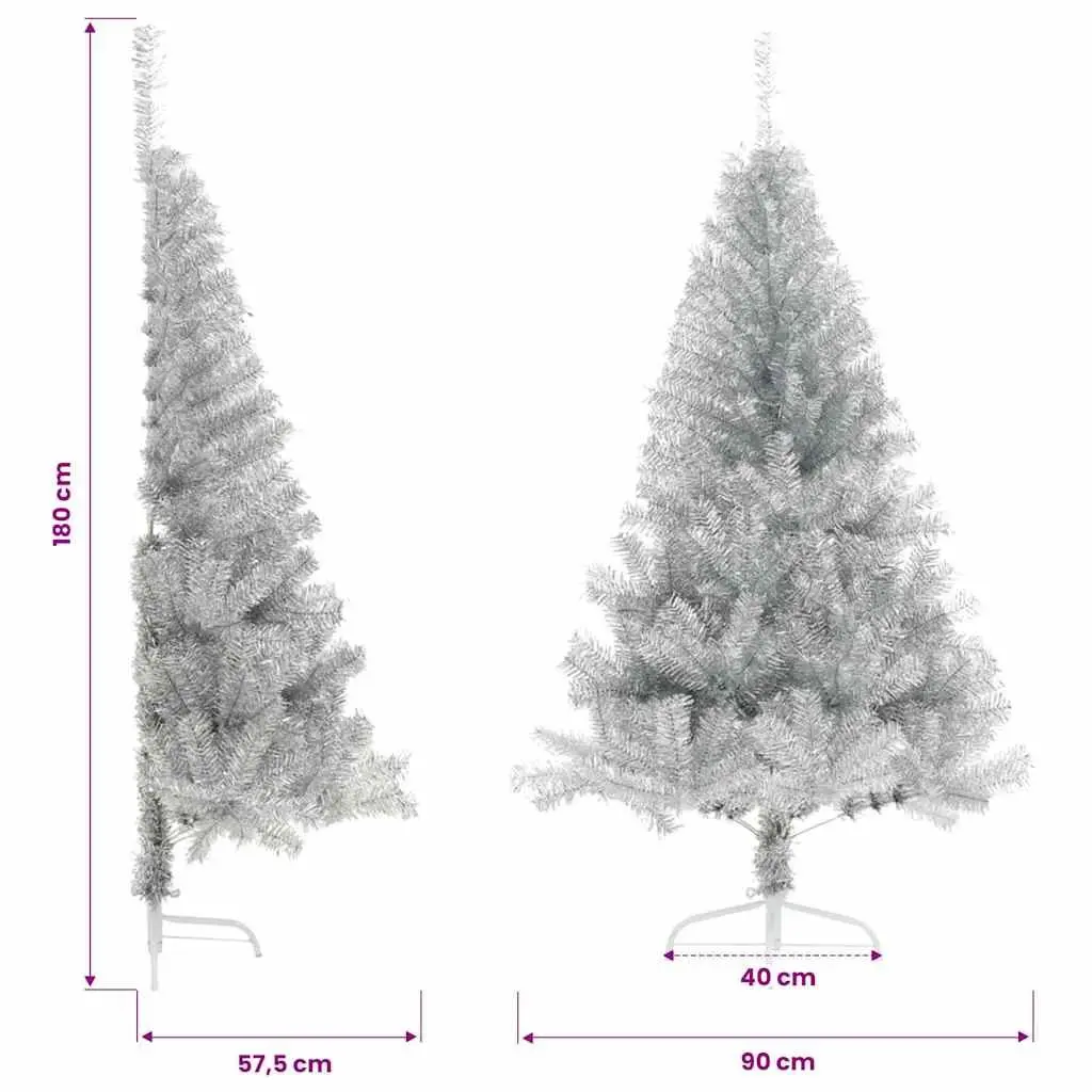 Silver Half Christmas Tree 180cm with Stand