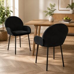 Stylish Black Velvet Dining Chairs Set of 2
