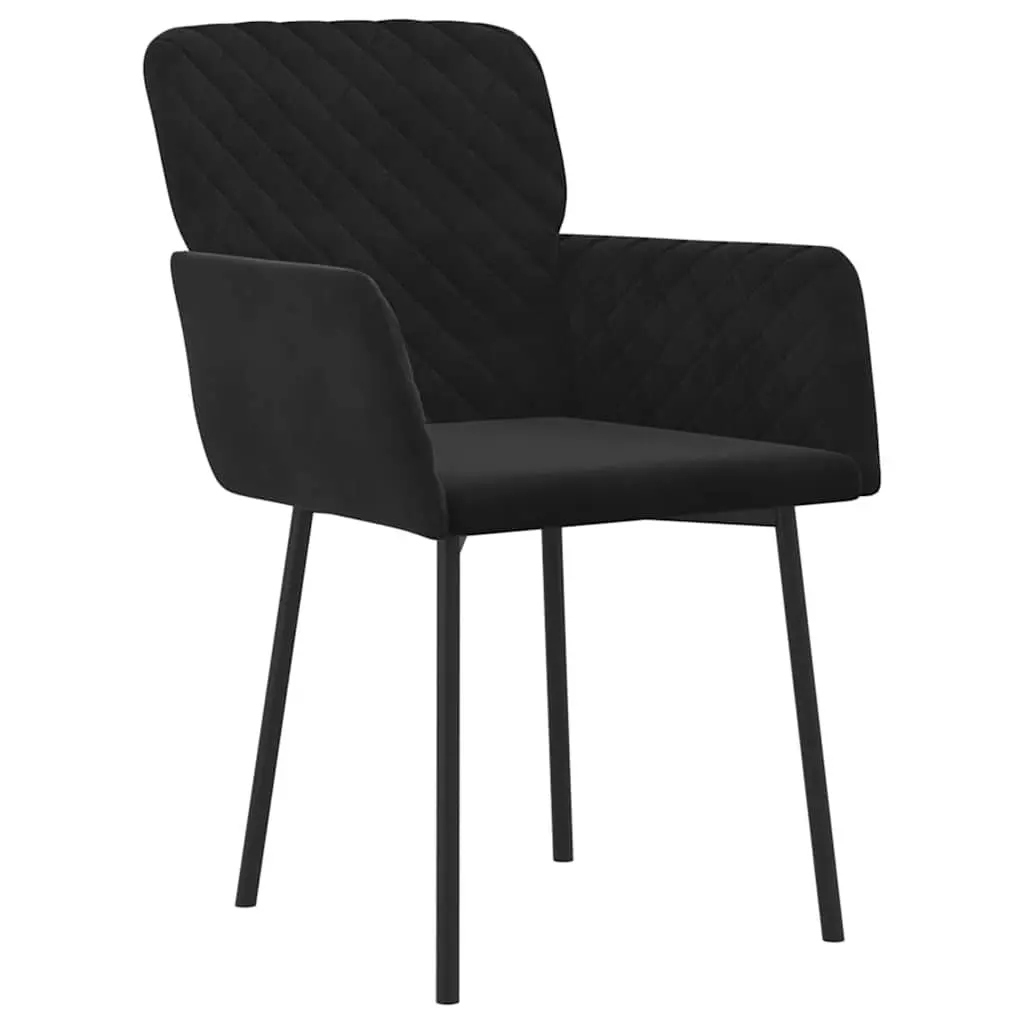 Black Velvet Dining Chairs 2 pcs with Armrests and Backrests