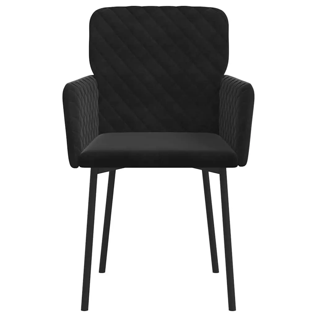 Black Velvet Dining Chairs 2 pcs with Armrests and Backrests