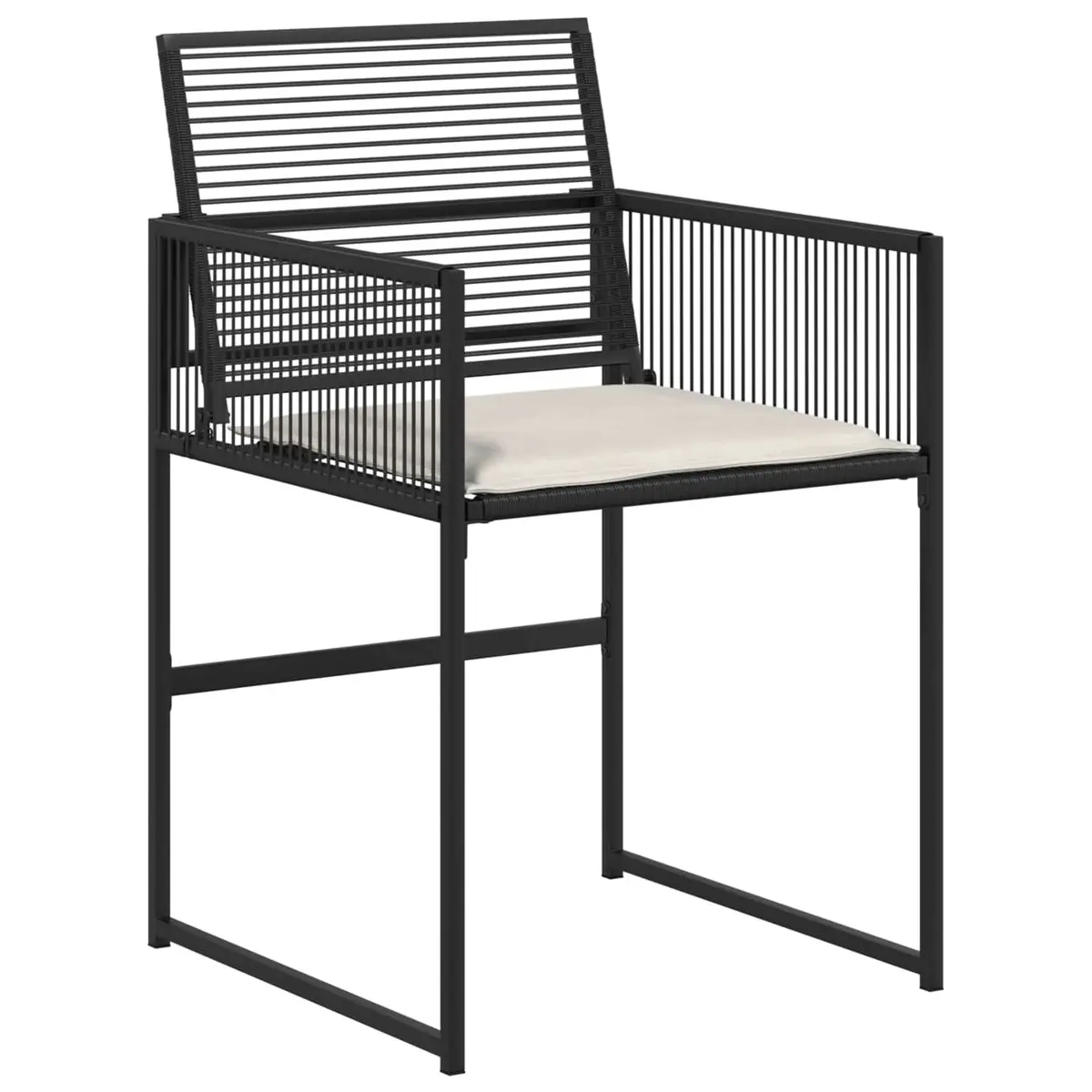 5-Piece Black Poly Rattan Dining Set
