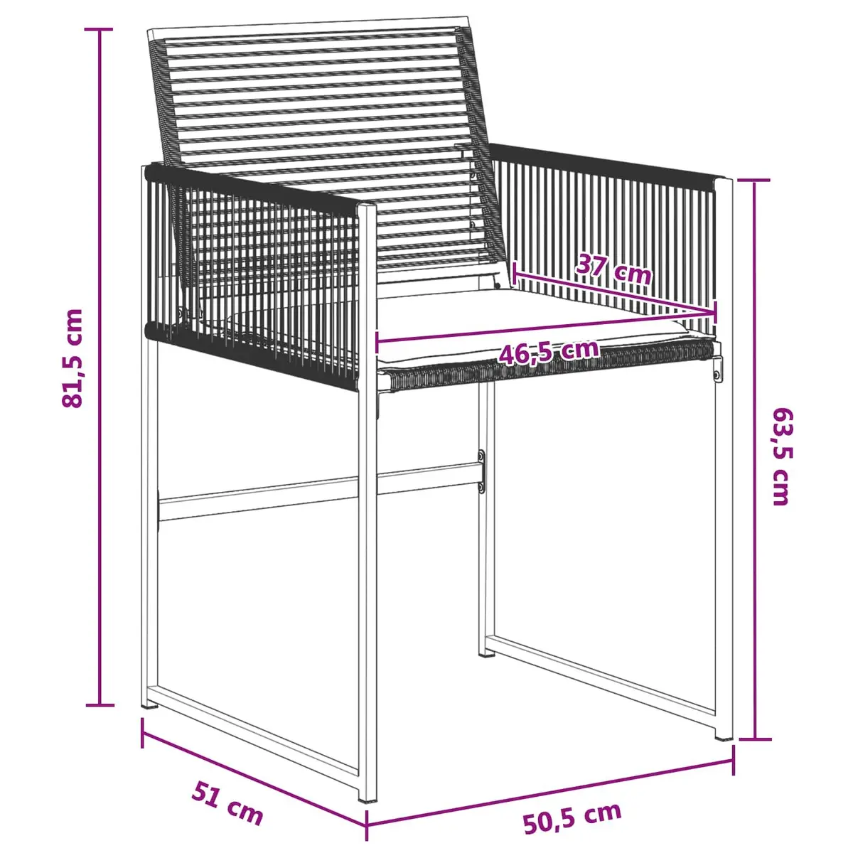 5-Piece Black Poly Rattan Dining Set