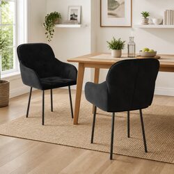 Elegant Black Velvet Dining Chairs Set of 2