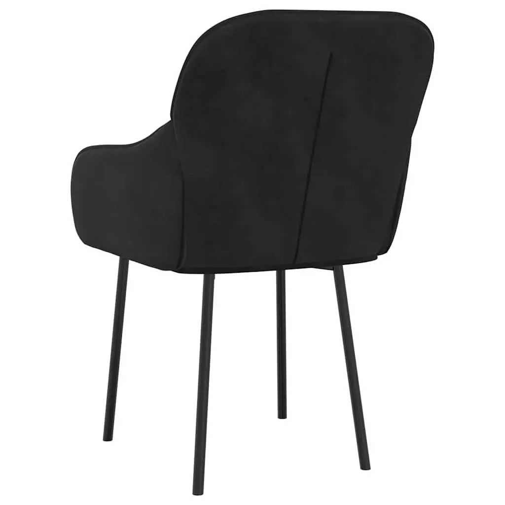 Dining Chairs Velvet Black 2 Piece Padded Foam Armrest Backrest Metal Plywood Frame