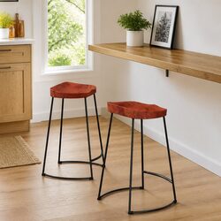 Solid Wood Bar Stools - Retro Mango Brown, 2 pcs