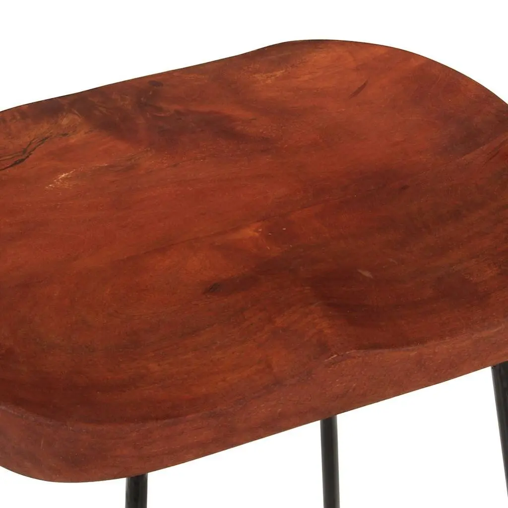 Bar Stools 2 pcs Solid Wood Mango Brown Retro Kitchen Counter Seating Furniture