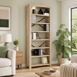 Quality 7-Tier Wooden Bookcase in Acacia Brown