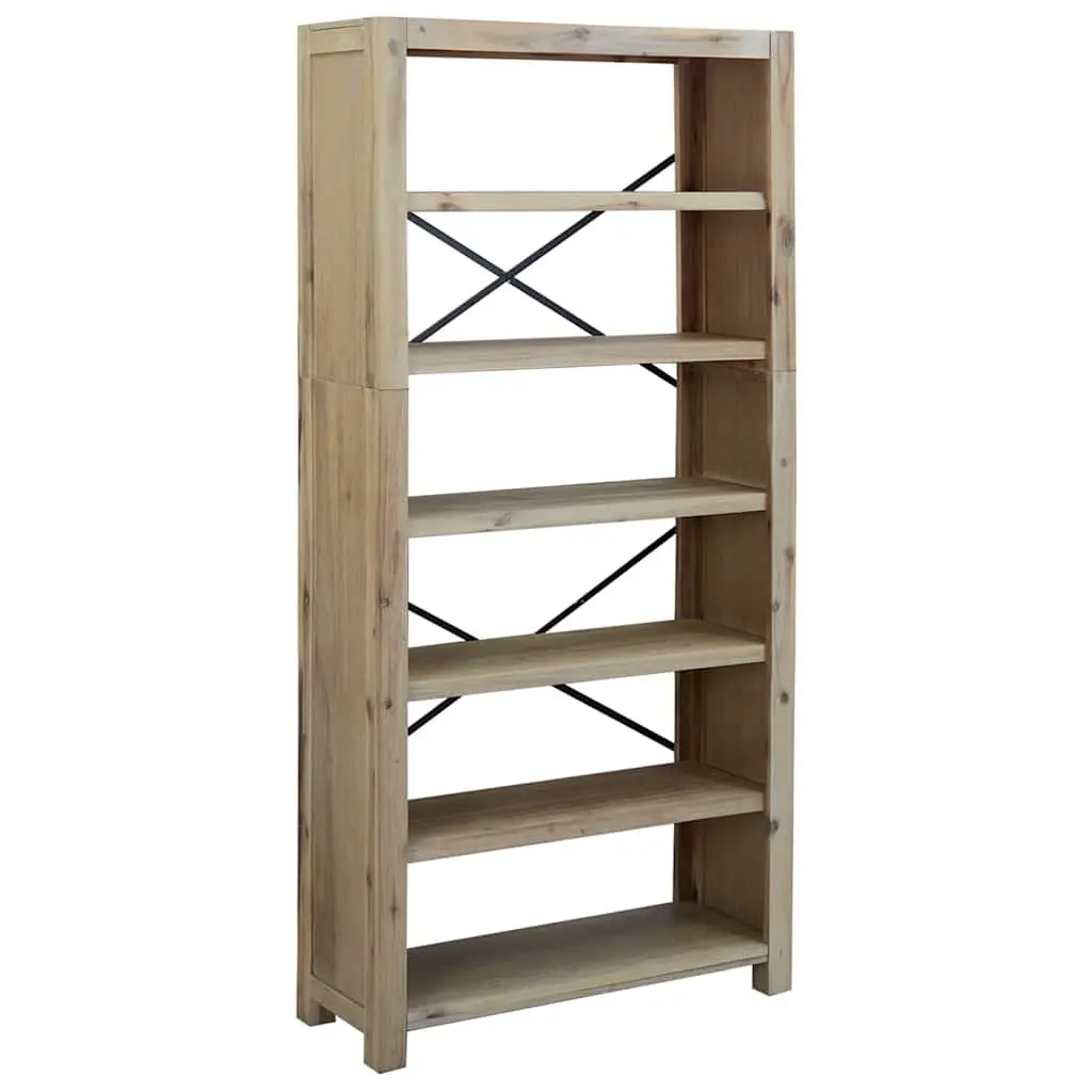 6-Tier Bookcase 80x30x170cm Solid Wood Acacia Brown Storage Shelving Display