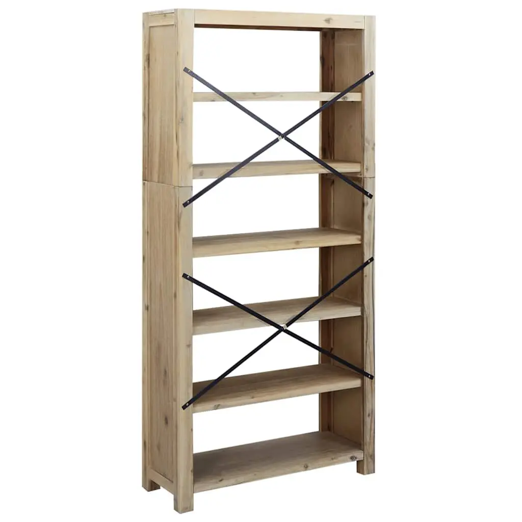 6-Tier Bookcase 80x30x170cm Solid Wood Acacia Brown Storage Shelving Display