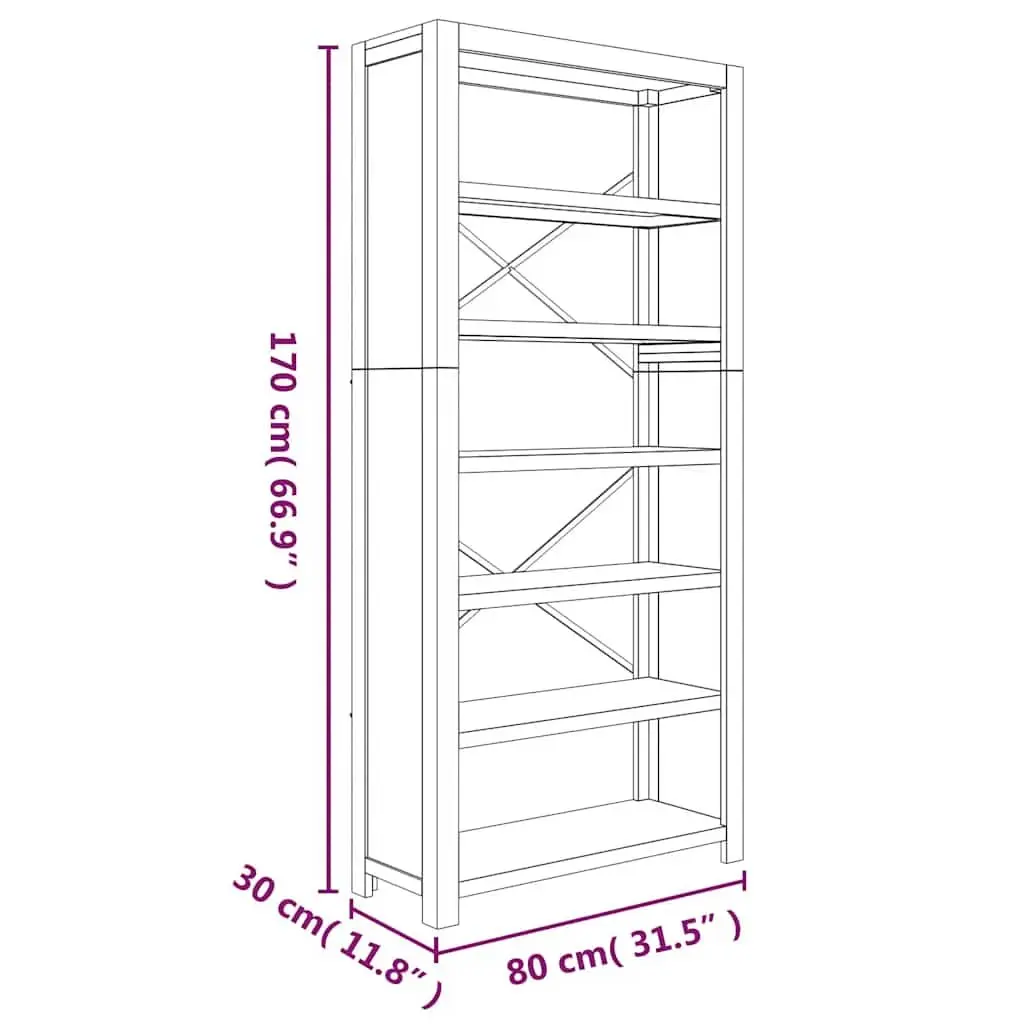 6-Tier Bookcase 80x30x170cm Solid Wood Acacia Brown Storage Shelving Display