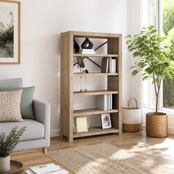 Premium 5-Tier Wooden Bookcase with Rustic Charm