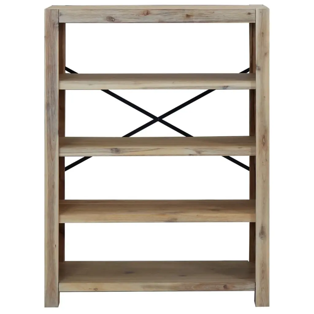 Wooden Bookcase Solid Acacia 80x30x110 cm 4 Tier Rustic Brown Display Shelf