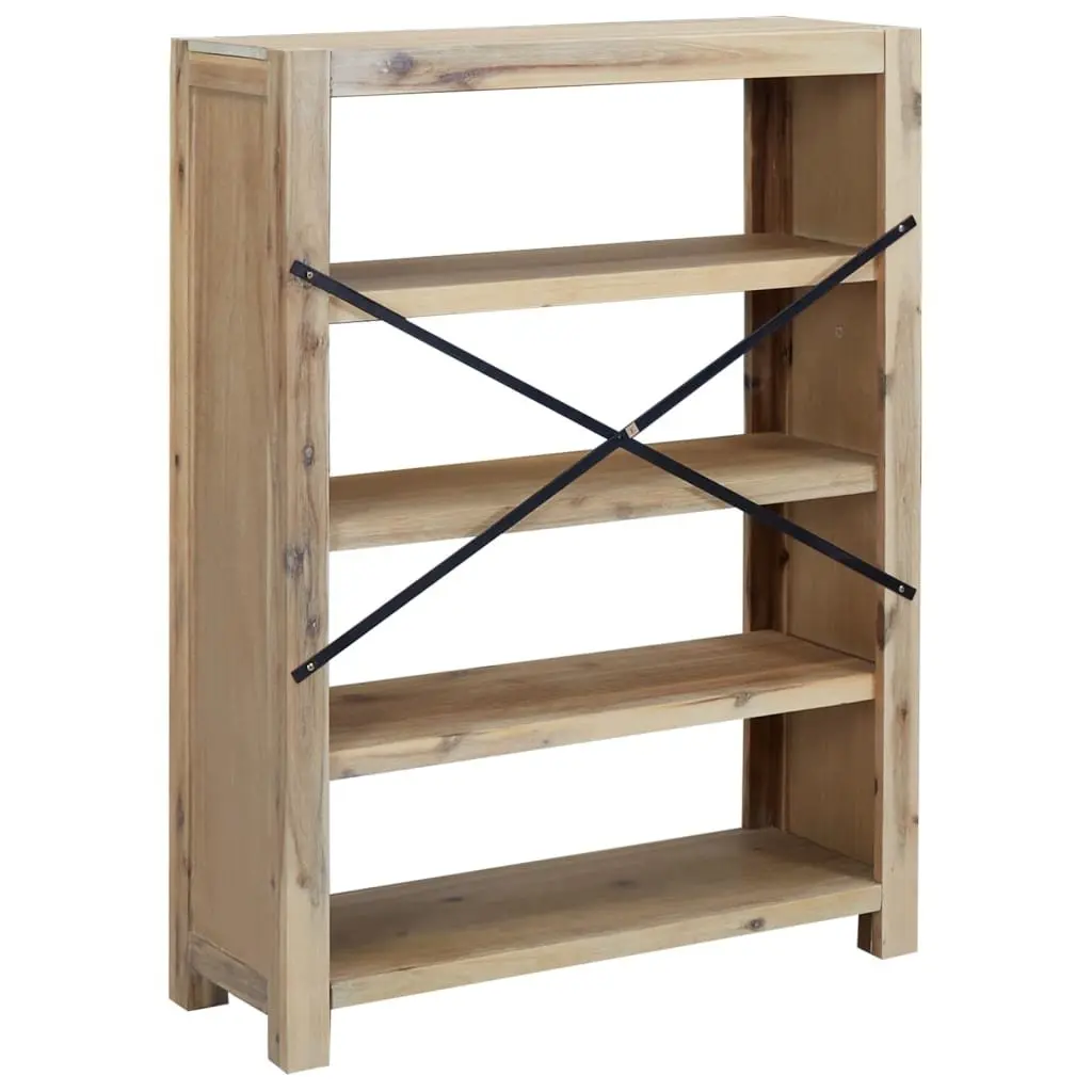 Wooden Bookcase Solid Acacia 80x30x110 cm 4 Tier Rustic Brown Display Shelf