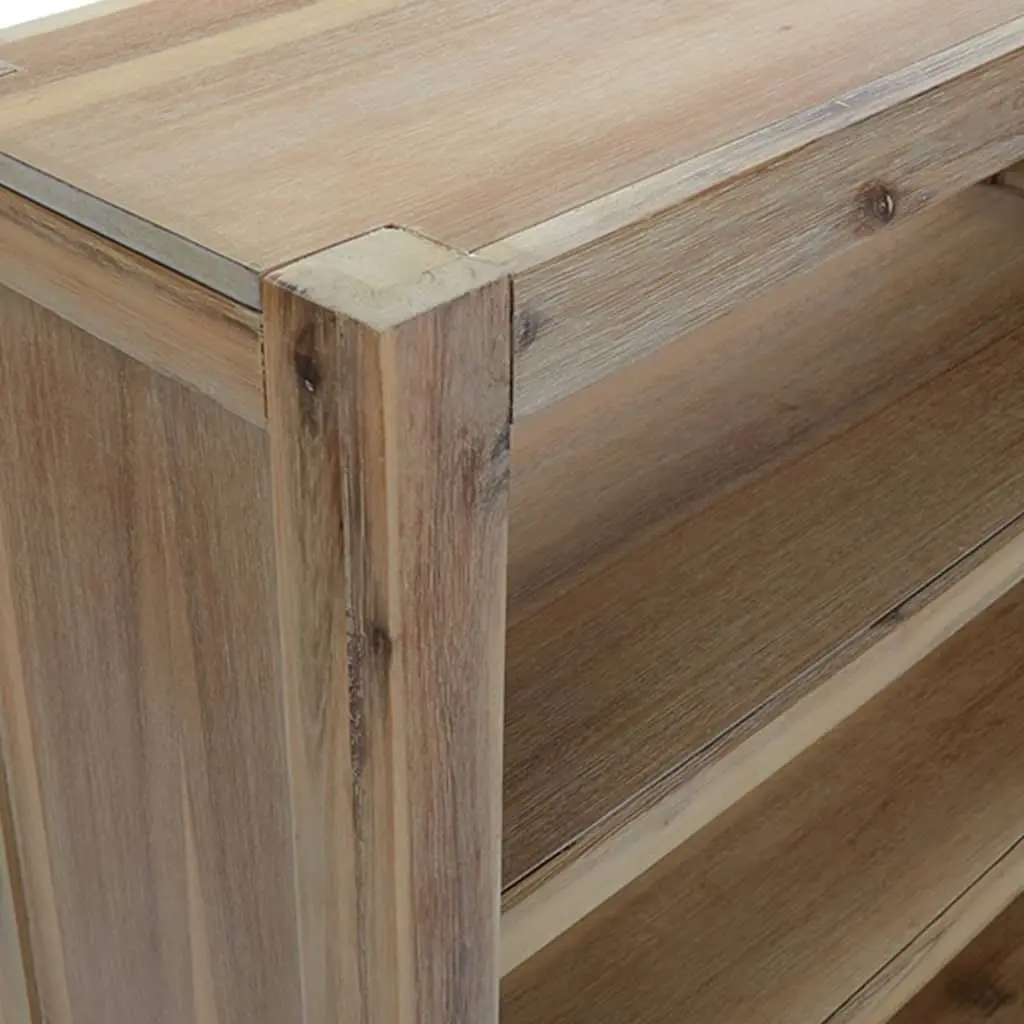 Wooden Bookcase Solid Acacia 80x30x110 cm 4 Tier Rustic Brown Display Shelf