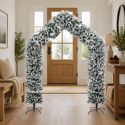 270cm Flocked Snow White Christmas Tree Arch with Stand