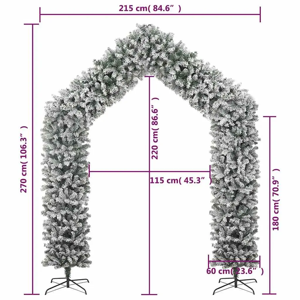 270cm Flocked Snow White Christmas Tree Arch with Stand